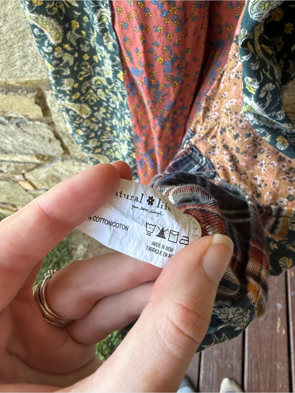 Natural life Patchwork Floral & Plaid dress - Picture 3 of 3